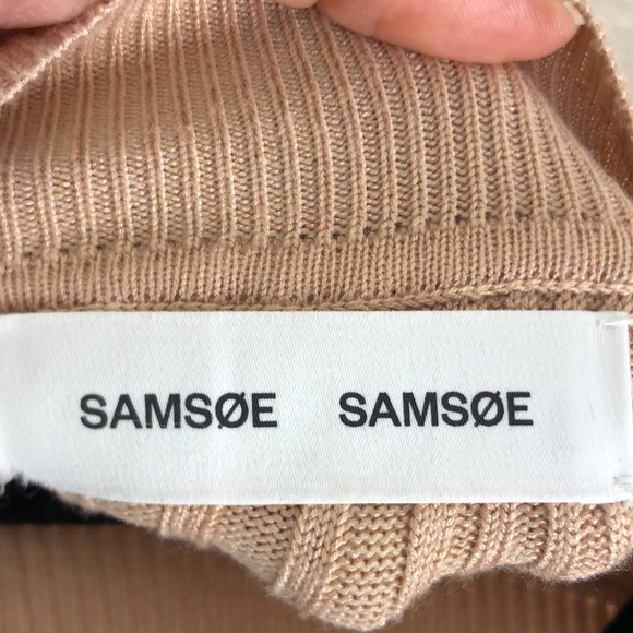 NWT Samsoe Samsoe Womens Tan Ribbed Open Front Dress SIZE MEDIUM NEW WITH TAGS - Picture 2 of 7